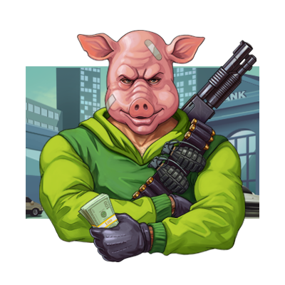 Schweine-Gangster mit Gewehr